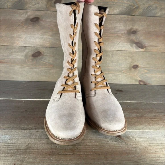 Cole Haan womens size 8.5 shoes brown leather tall lace up boots - Picture 4 of 9